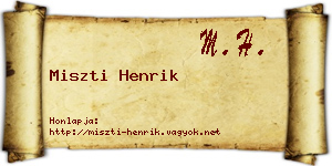 Miszti Henrik névjegykártya